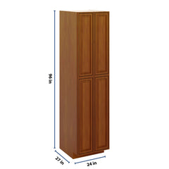 J&K Mocha Glazed K10 Pantry w/Roll-Out Trays 24" W x 96" H x 27" D