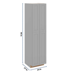 J&K Castle Grey S5 Pantry w/Roll-Out Trays 24" W x 96" H x 27" D