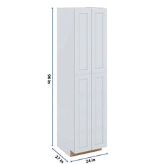 J&K White Shaker S8 Pantry w/Roll-Out Trays 24" W x 96" H x 27" D