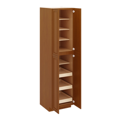J&K Mocha Glazed K10 Pantry w/Roll-Out Trays 24" W x 96" H x 27" D