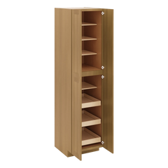 J&K Butterscotch B8 Pantry w/Roll-Out Trays 24" W x 96" H x 27" D
