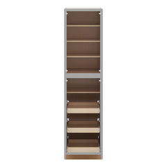 J&K Castle Grey S5 Pantry w/Roll-Out Trays 24" W x 96" H x 27" D