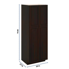 J&K Espresso K8 Pantry w/Roll-Out Trays 30" W x 84" H x 27" D