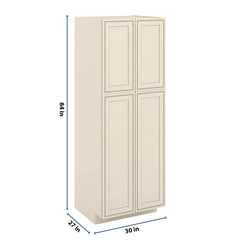 J&K Pearl Glazed H9 Pantry w/Roll-Out Trays 30" W x 84" H x 27" D
