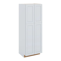 J&K White Shaker S8 Pantry w/Roll-Out Trays 30" W x 84" H x 27" D