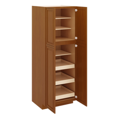 J&K Mocha Glazed K10 Pantry w/Roll-Out Trays 30" W x 84" H x 27" D