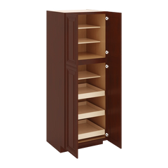 J&K Mahogany J5 Pantry w/Roll-Out Trays 30" W x 84" H x 27" D