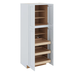 J&K White Shaker S8 Pantry w/Roll-Out Trays 30" W x 84" H x 27" D