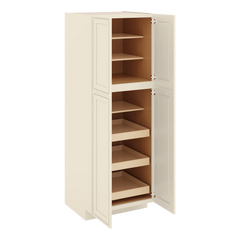 J&K Pearl Glazed H9 Pantry w/Roll-Out Trays 30" W x 84" H x 27" D