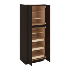 J&K Espresso K8 Pantry w/Roll-Out Trays 30" W x 84" H x 27" D