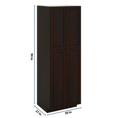 J&K Espresso K8 Pantry w/Roll-Out Trays 30" W x 90" H x 27" D