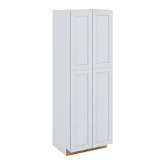 J&K White Shaker S8 Pantry w/Roll-Out Trays 30" W x 90" H x 27" D