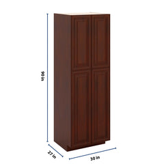 J&K Mahogany J5 Pantry w/Roll-Out Trays 30" W x 90" H x 27" D