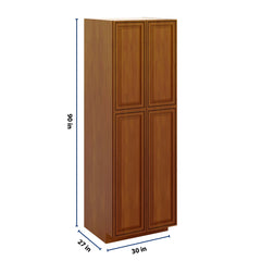J&K Mocha Glazed K10 Pantry w/Roll-Out Trays 30" W x 90" H x 27" D