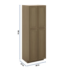J&K Hazel H8 Pantry w/Roll-Out Trays 30" W x 90" H x 27" D