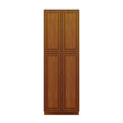J&K Mocha Glazed K10 Pantry w/Roll-Out Trays 30" W x 90" H x 27" D