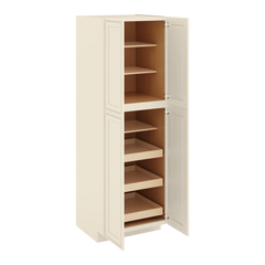 J&K Pearl Glazed H9 Pantry w/Roll-Out Trays 30" W x 90" H x 27" D