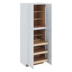 J&K White Shaker S8 Pantry w/Roll-Out Trays 30" W x 90" H x 27" D