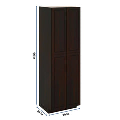 J&K Espresso K8 Pantry w/Roll-Out Trays 30" W x 96" H x 27" D