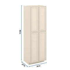 J&K Pearl Glazed H9 Pantry w/Roll-Out Trays 30" W x 96" H x 27" D