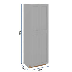 J&K Castle Grey S5 Pantry w/Roll-Out Trays 30" W x 96" H x 27" D