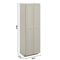 J&K Pebble B6 Pantry w/Roll-Out Trays 30" W x 96" H x 27" D