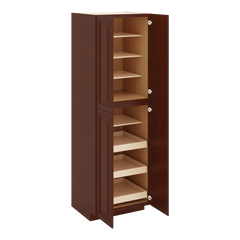 J&K Mahogany J5 Pantry w/Roll-Out Trays 30" W x 96" H x 27" D