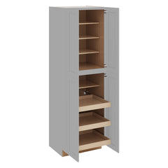 J&K Castle Grey S5 Pantry w/Roll-Out Trays 30" W x 96" H x 27" D
