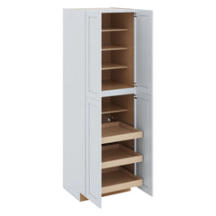 J&K White Shaker S8 Pantry w/Roll-Out Trays 30" W x 96" H x 27" D