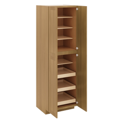 J&K Butterscotch B8 Pantry w/Roll-Out Trays 30" W x 96" H x 27" D