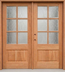 6/0x6/8 Mahogany Prehung Front Double Door | 6 Lite Without Moulding