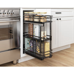 8" Black Nickel STORAGE WITH STYLE® Metal "No Wiggle" Soft-close Base Pullout