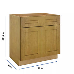 Modernform Cabinet Natural Shaker 33" W X 34 1/2" H X 24" D Double Door Base Cabinet
