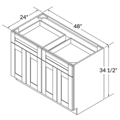Base Kitchen Cabinet B48 Alpina White LessCare 48 in. width 34.5 in. height 24 in. depth - Kitchen Cabinets