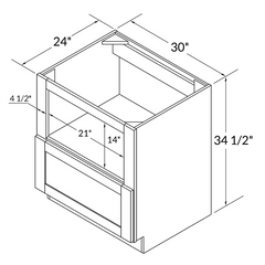 Base microwave cabinet with one drawer BMC30 Alpina White LessCare 30 in. width 34.5 in. height 24 in. depth - Kitchen