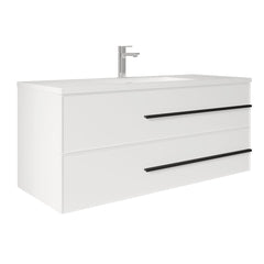  Bella 48" W Wall-Mounted White Vanity with Sink Top | LessCare