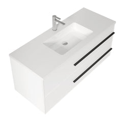  Bella 48" W Wall-Mounted White Vanity with Sink Top | LessCare