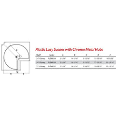 24" Kidney Two-Shelf Plastic Lazy Susan Set with Chrome Hubs