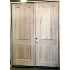 6/0x8/0 Exterior Mahogany 2 Panel Arched Prehung Double Door