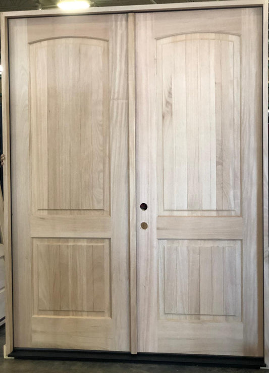6/0x8/0 Exterior Mahogany 2 Panel Arched Prehung Double Door