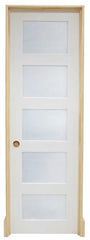 24 in x 80 in Shaker 5 Lite Frosted Glass Primed MDF Prehung Interior Door