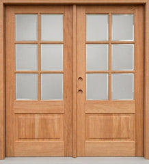 6/0x6/8 Mahogany Prehung Front Double Door | 6 Lite Without Moulding