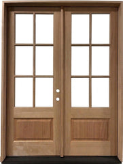 6/0x8/0 Exterior Mahogany Prehung Double Door | 6 Lite Without Moulding