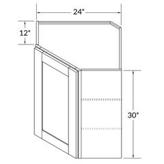 Diagonal Corner Kitchen Cabinet DC2430 Alpina White LessCare 24 in. width 30 in. height 12 in. depth - Kitchen Cabinets