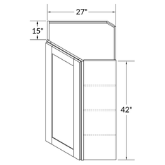 Diagonal Corner Kitchen Cabinet DC2742 Shaker Toffee LessCare 27 in. width 42 in. height 15 in. depth