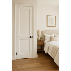 18 in x 96 in White 2-Panel Shaker Solid Core Primed MDF Prehung Interior Door