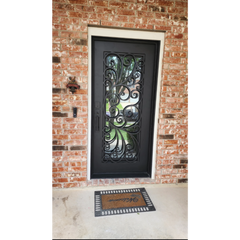 Violet 3/0x6/8 Exterior Wrought Iron Prehung Single Door