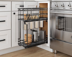 8" Black Nickel STORAGE WITH STYLE® Metal "No Wiggle" Soft-close Utensil Base Pullout