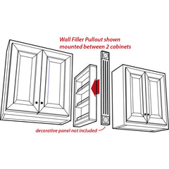 3" Wide 42" Tall Upper Wall Cabinet Pullout Filler