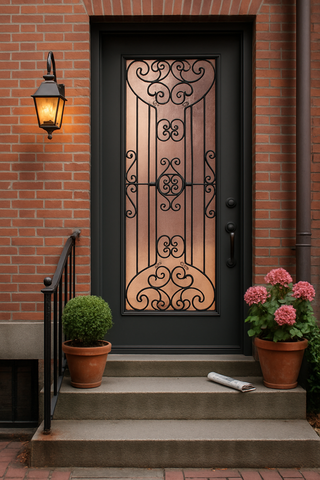 Jupiter 3/0x6/8 Single Prehung Fiberglass Door in Black